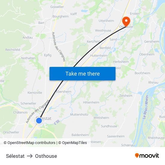 Sélestat to Osthouse map