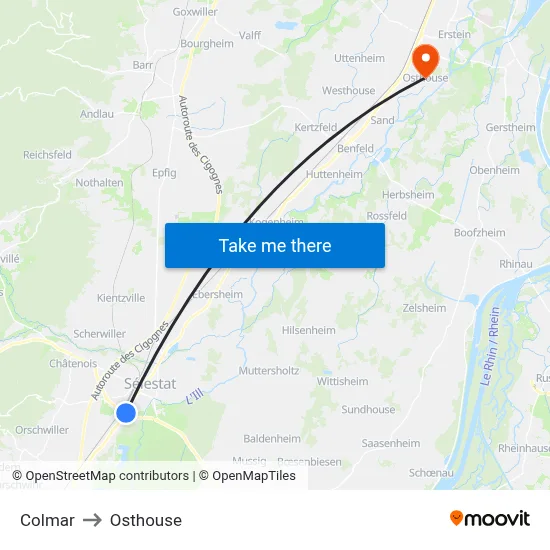 Colmar to Osthouse map