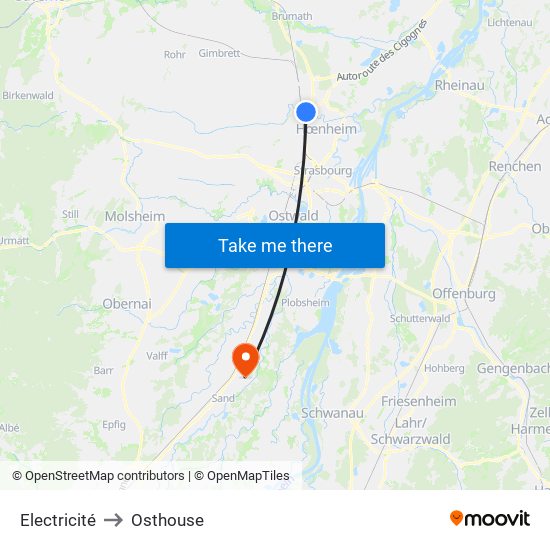 Electricité to Osthouse map
