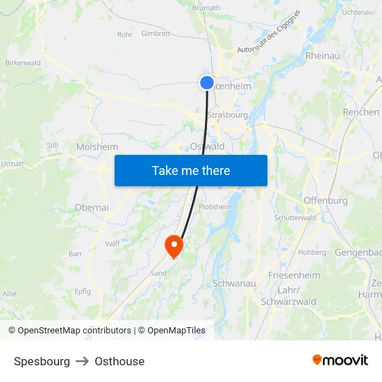 Spesbourg to Osthouse map