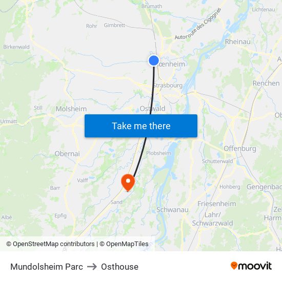 Mundolsheim Parc to Osthouse map