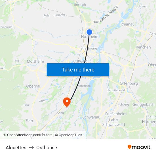 Alouettes to Osthouse map