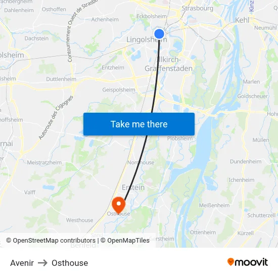 Avenir to Osthouse map