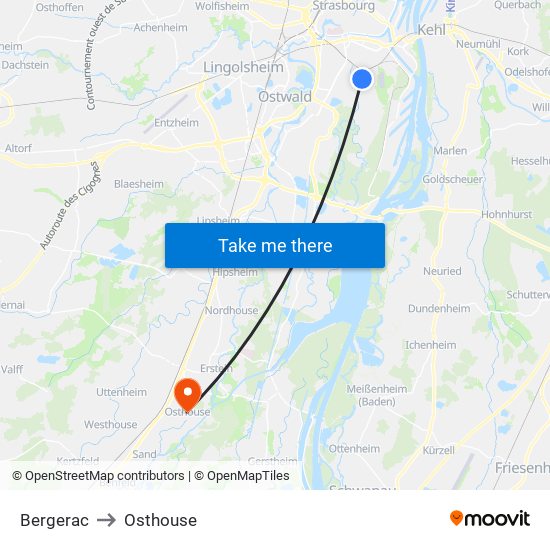 Bergerac to Osthouse map