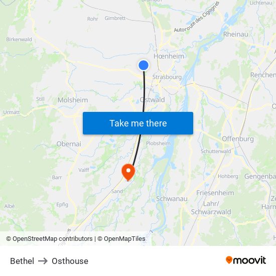 Bethel to Osthouse map