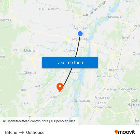 Bitche to Osthouse map