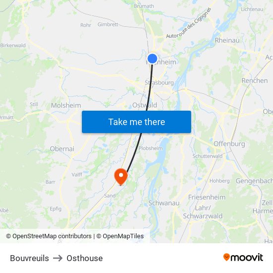 Bouvreuils to Osthouse map