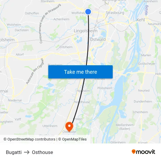 Bugatti to Osthouse map