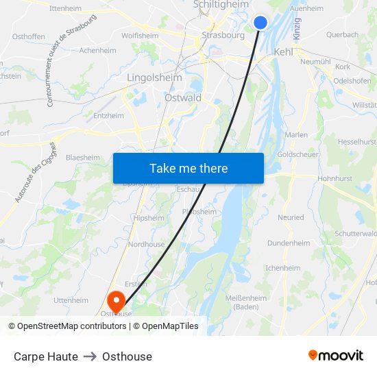 Carpe Haute to Osthouse map