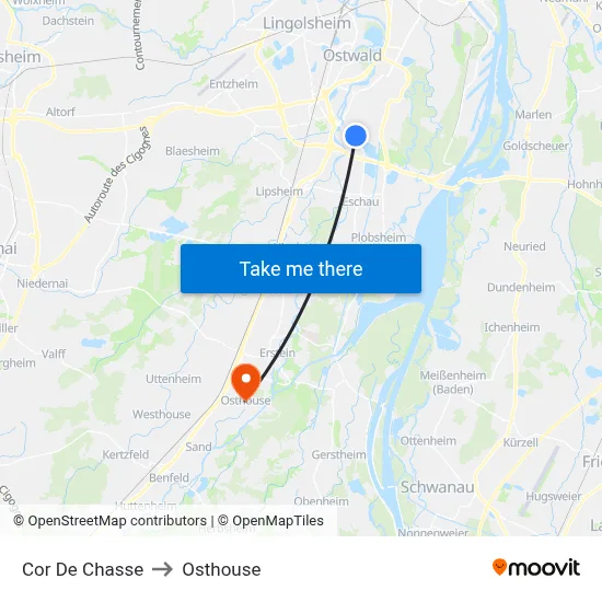 Cor De Chasse to Osthouse map
