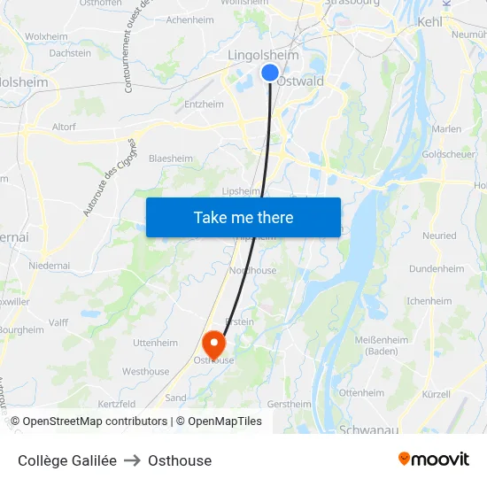 Collège Galilée to Osthouse map