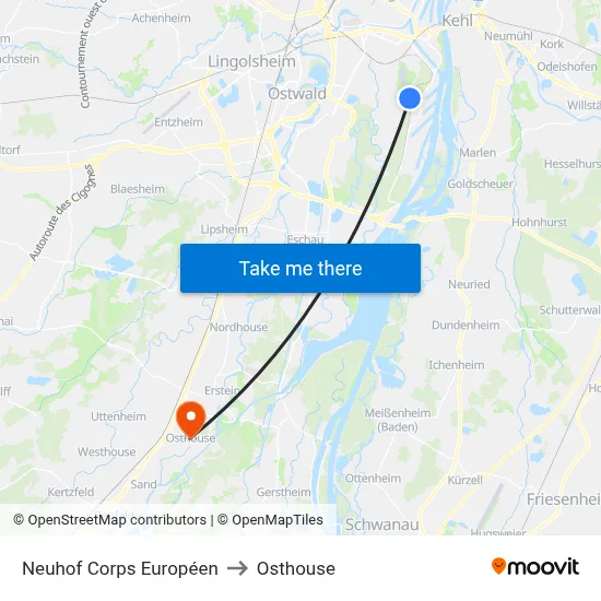 Neuhof Corps Européen to Osthouse map