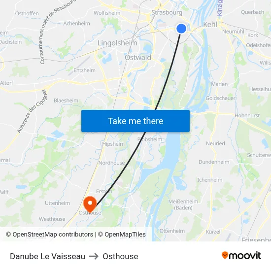 Danube Le Vaisseau to Osthouse map