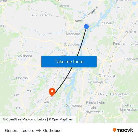 Général Leclerc to Osthouse map