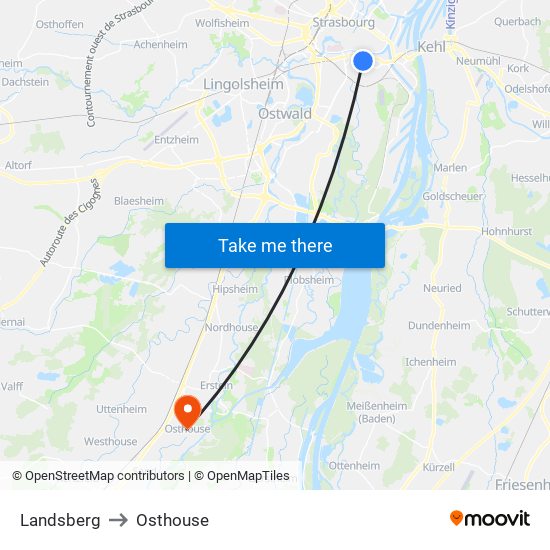 Landsberg to Osthouse map