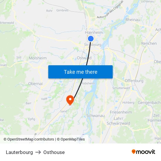 Lauterbourg to Osthouse map