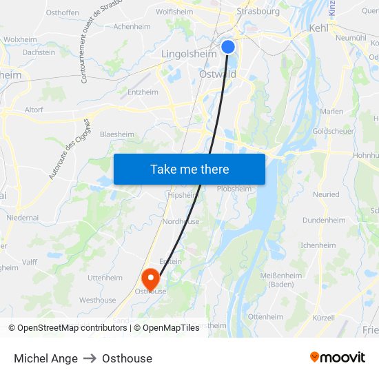Michel Ange to Osthouse map
