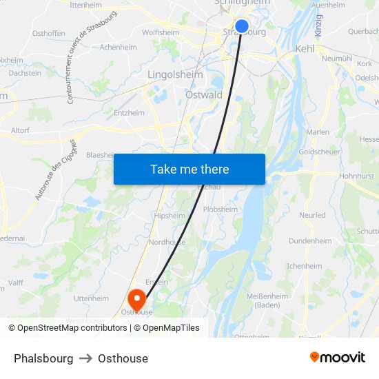 Phalsbourg to Osthouse map