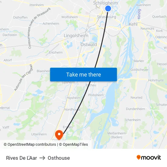 Rives De L'Aar to Osthouse map