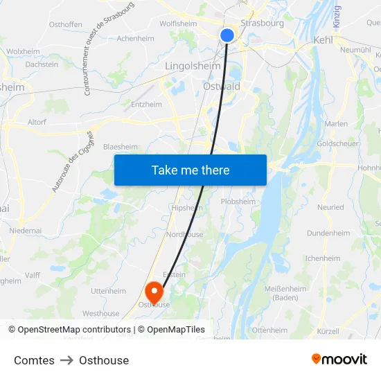 Comtes to Osthouse map