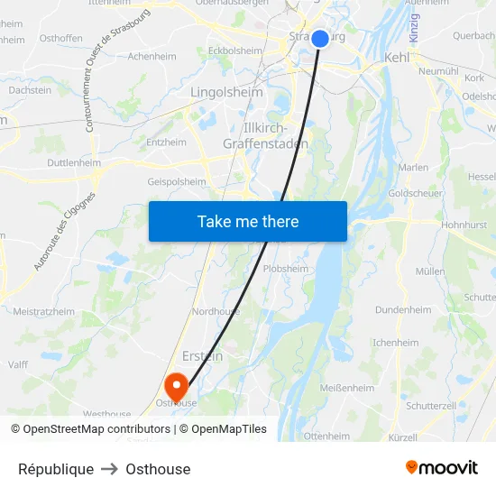 République to Osthouse map