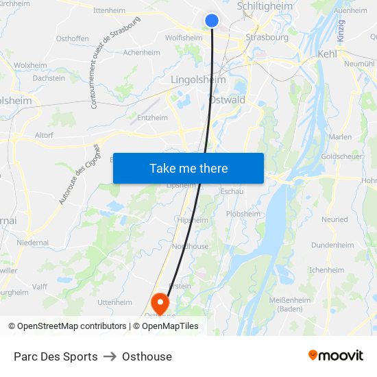 Parc Des Sports to Osthouse map