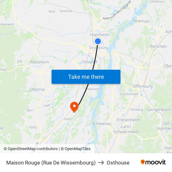 Maison Rouge (Rue De Wissembourg) to Osthouse map