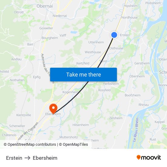 Erstein to Ebersheim map