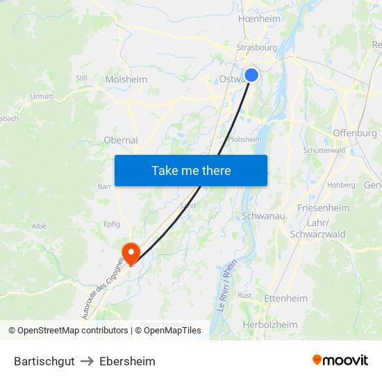 Bartischgut to Ebersheim map
