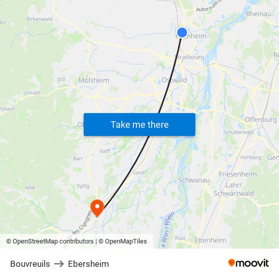 Bouvreuils to Ebersheim map