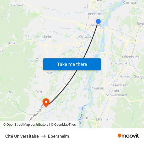 Cité Universitaire to Ebersheim map