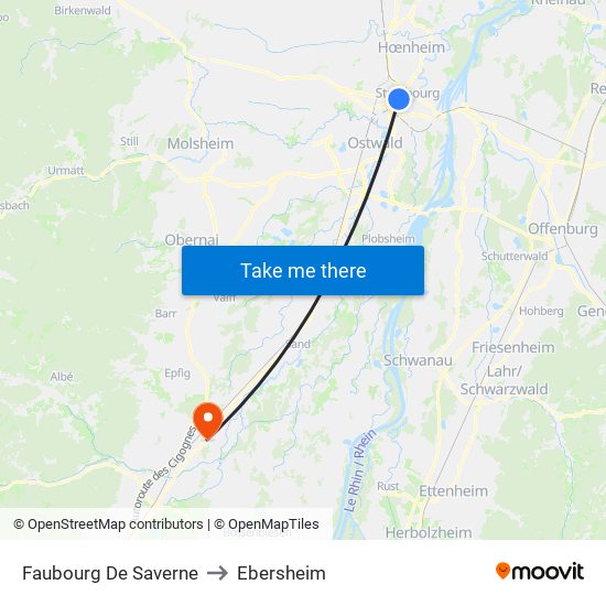 Faubourg De Saverne to Ebersheim map