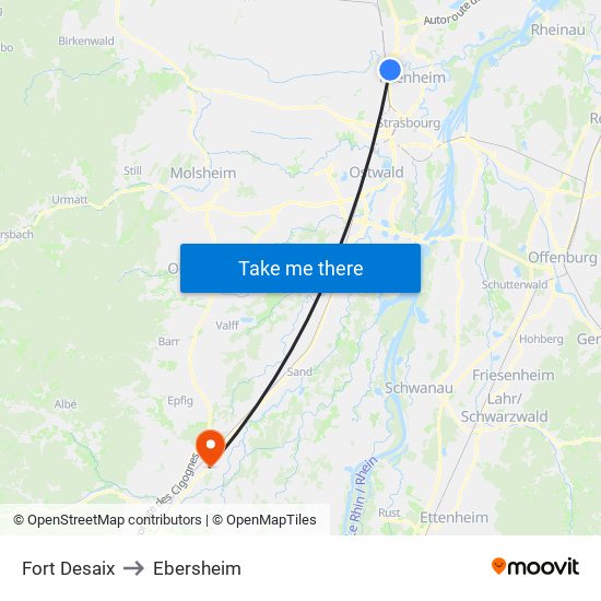 Fort Desaix to Ebersheim map