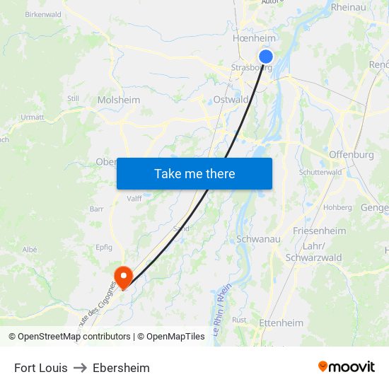 Fort Louis to Ebersheim map