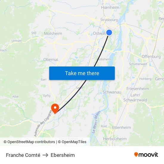 Franche Comté to Ebersheim map