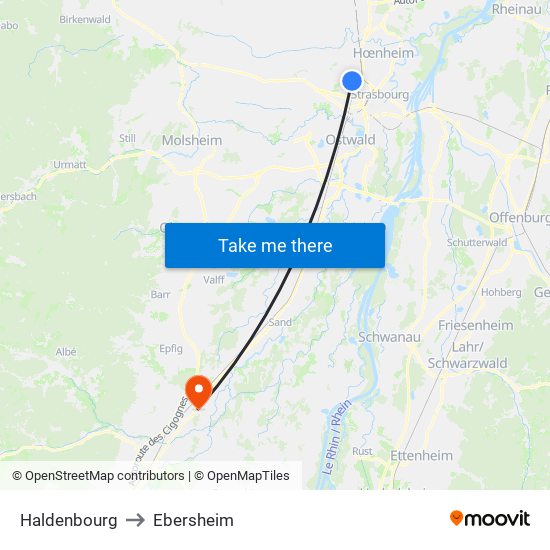 Haldenbourg to Ebersheim map