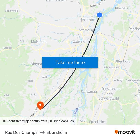 Rue Des Champs to Ebersheim map