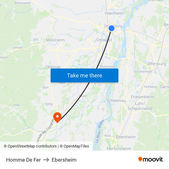 Homme De Fer to Ebersheim map