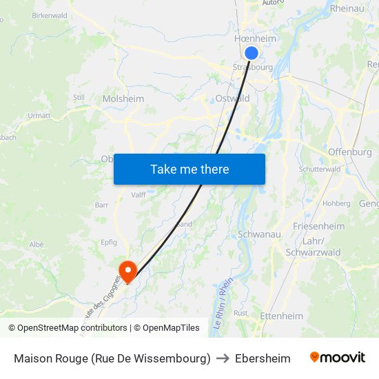 Maison Rouge (Rue De Wissembourg) to Ebersheim map