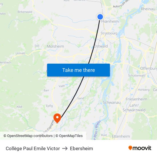 Collège Paul Emile Victor to Ebersheim map