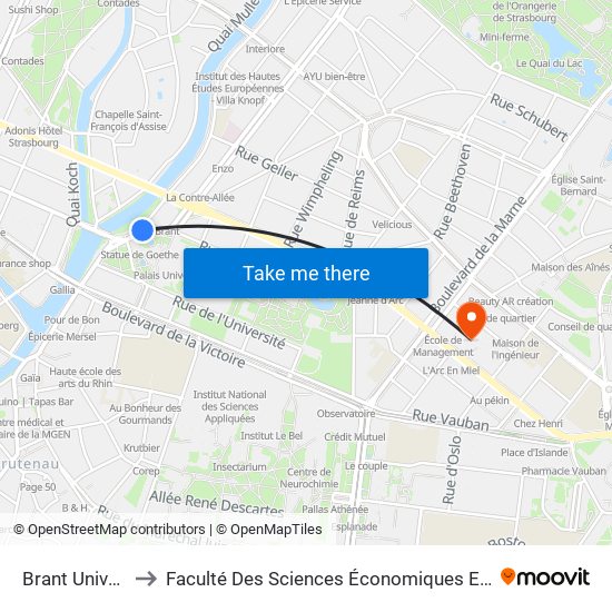 Brant Université to Faculté Des Sciences Économiques Et De Gestion map