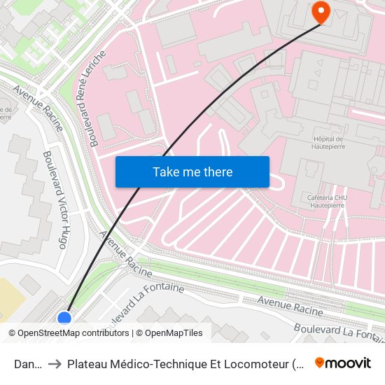 Dante to Plateau Médico-Technique Et Locomoteur (Pmtl) map