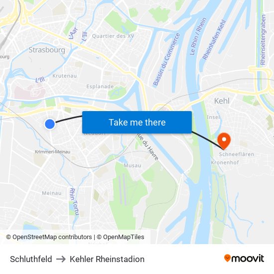 Schluthfeld to Kehler Rheinstadion map