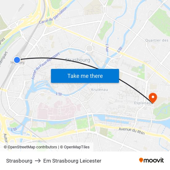 Strasbourg to Em Strasbourg Leicester map