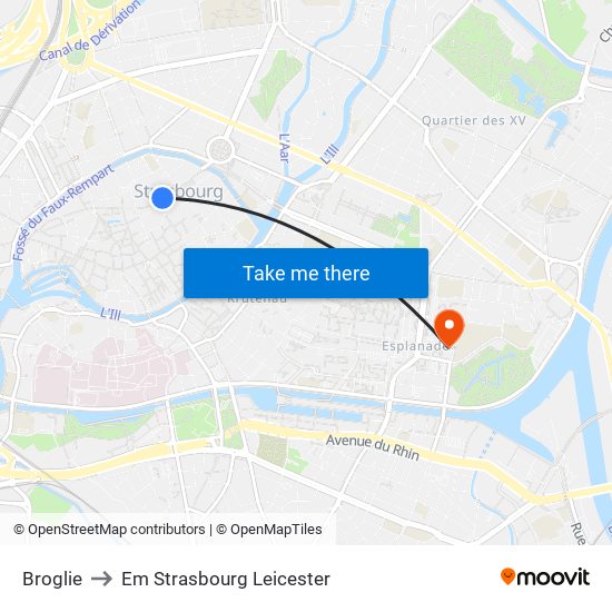 Broglie to Em Strasbourg Leicester map