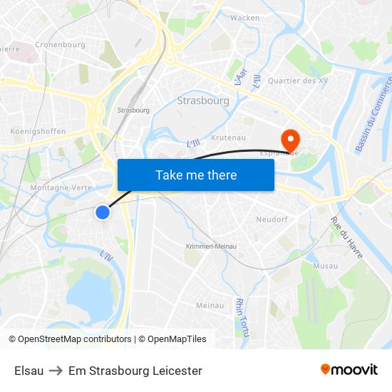 Elsau to Em Strasbourg Leicester map