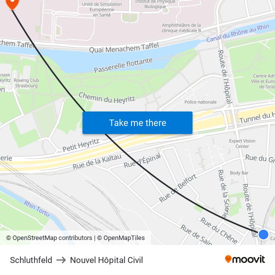 Schluthfeld to Nouvel Hôpital Civil map