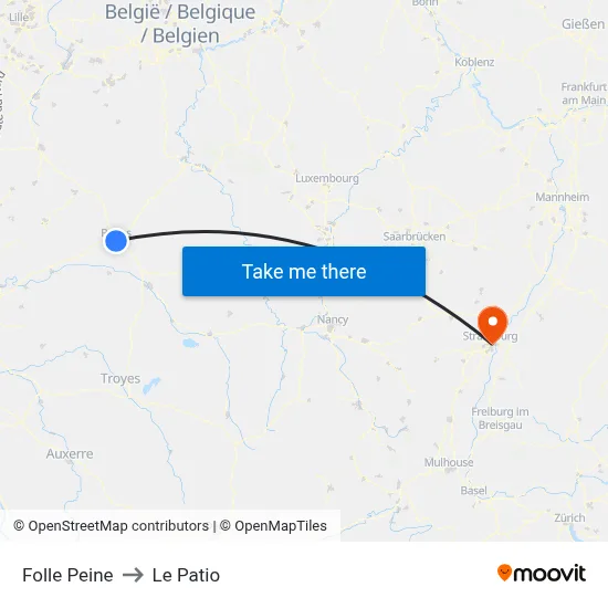 Folle Peine to Le Patio map