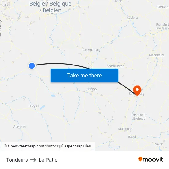 Tondeurs to Le Patio map