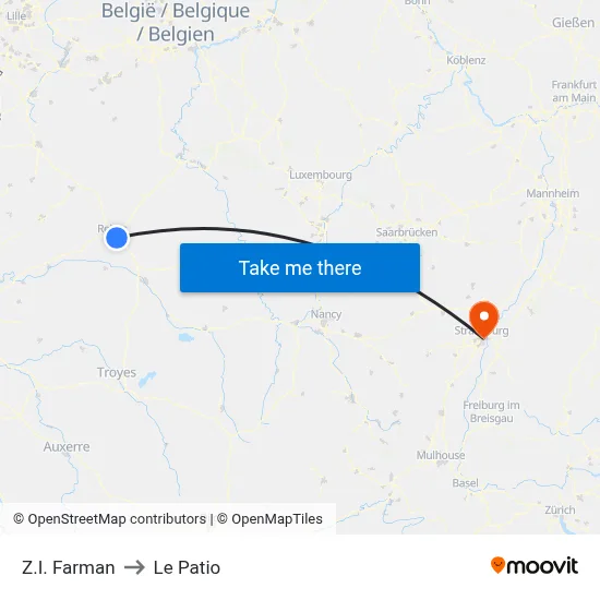 Z.I. Farman to Le Patio map
